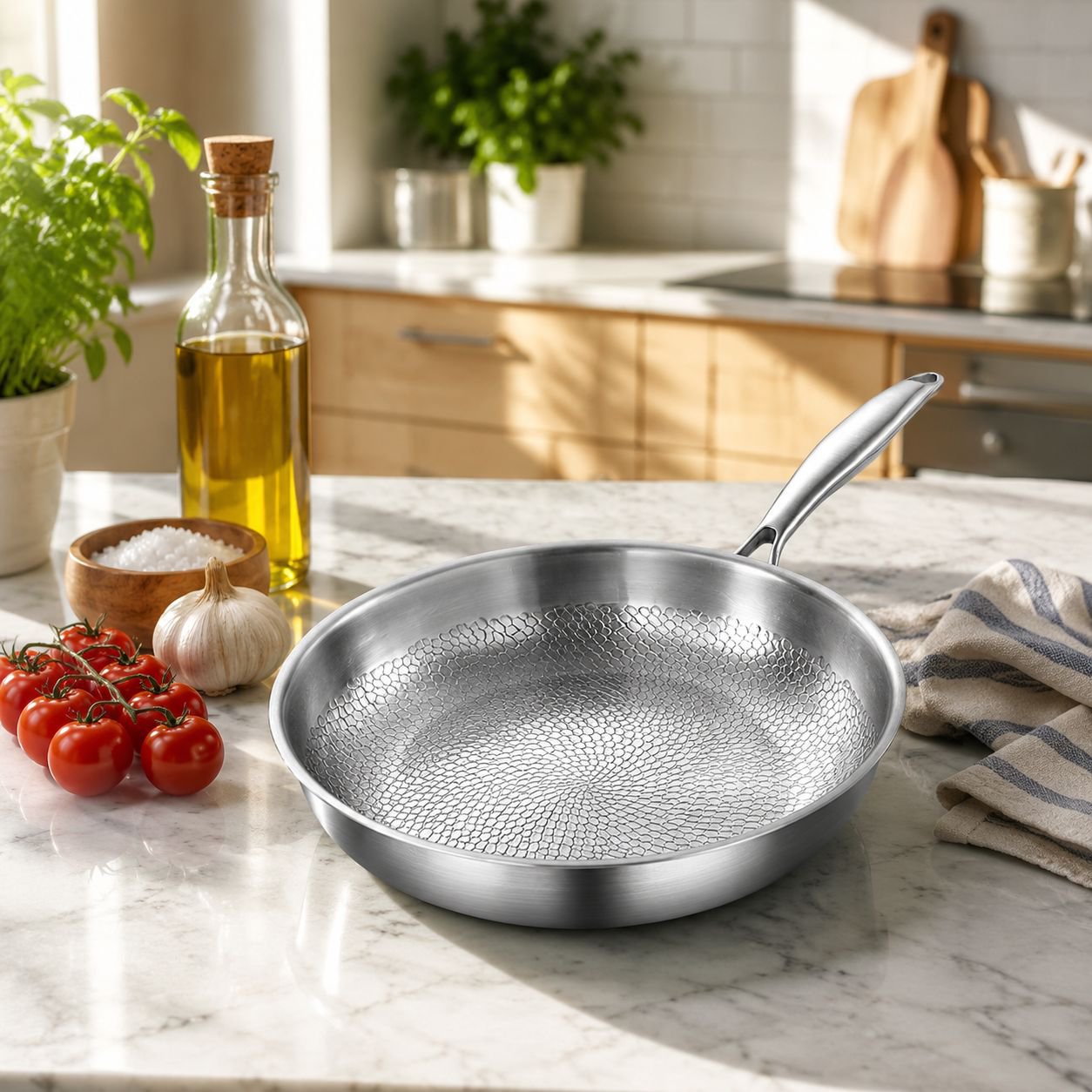 Uncoated non-stick frying pan