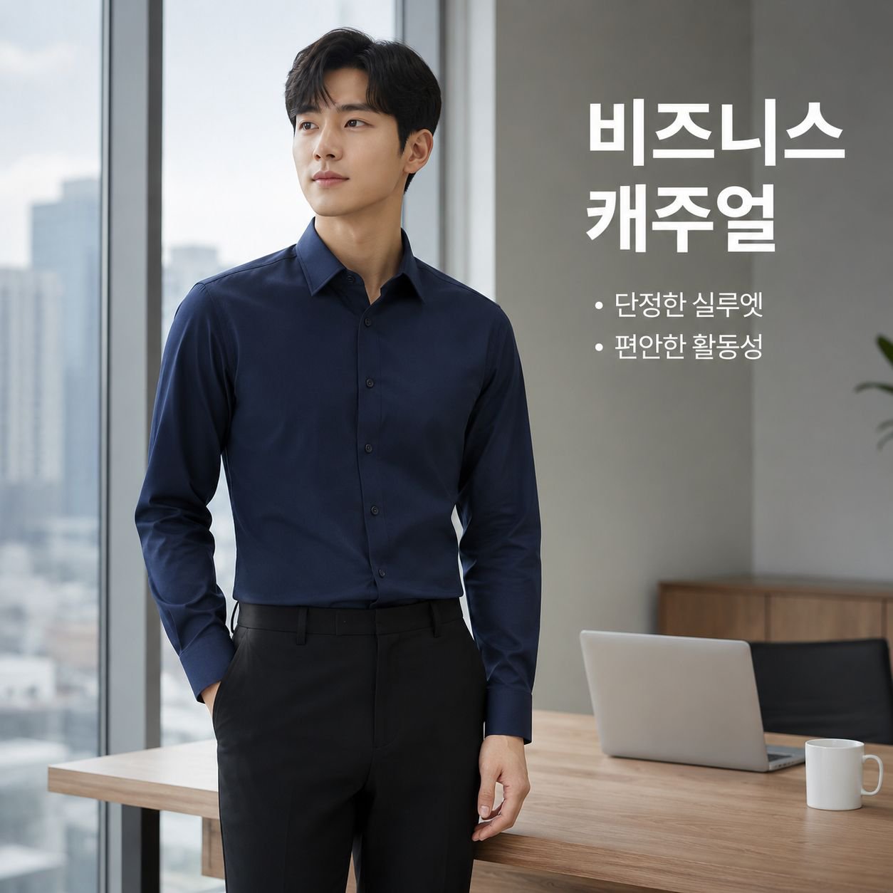 남성용 긴팔 단색 셔츠