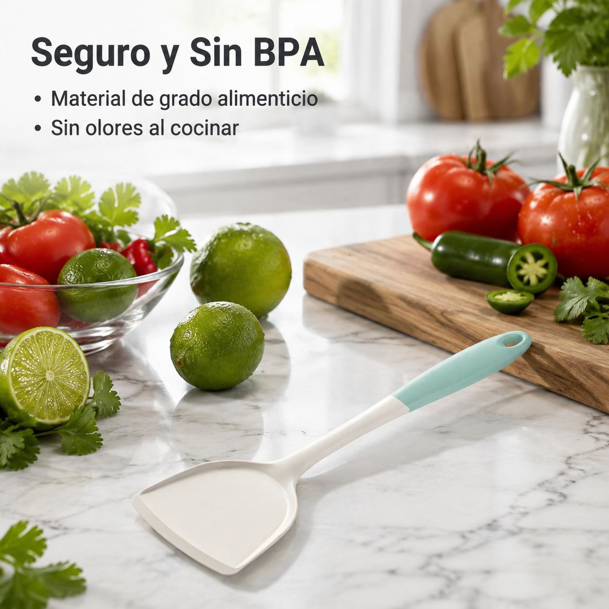 Espátula de silicona apta para uso alimentario