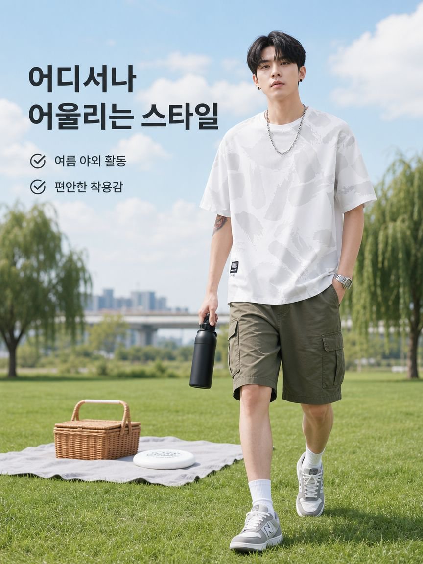 남자 여름 루즈핏 캐주얼 카무플라주 반팔 티셔츠