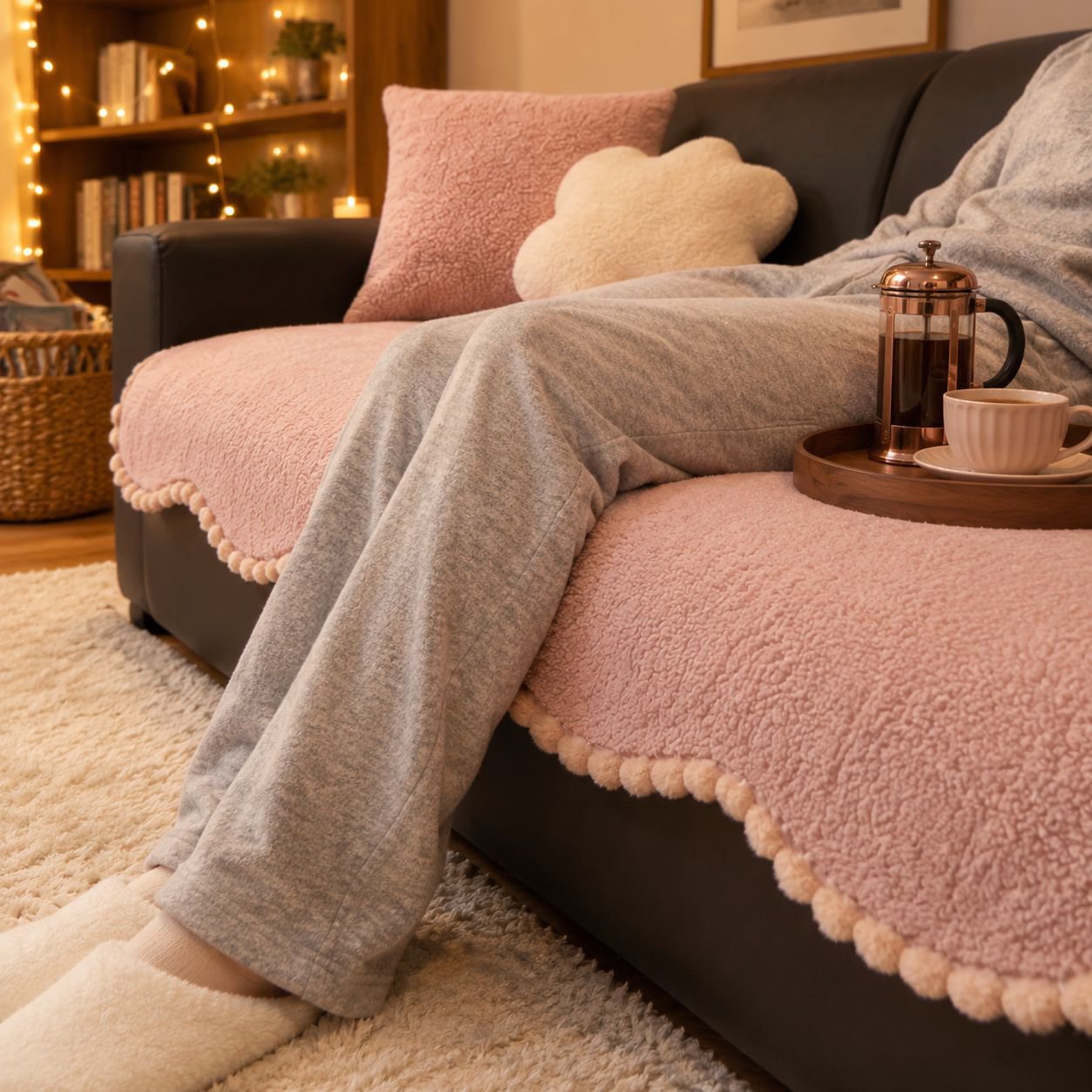 Lambswool premium sofa cushion, thickened, non-slip