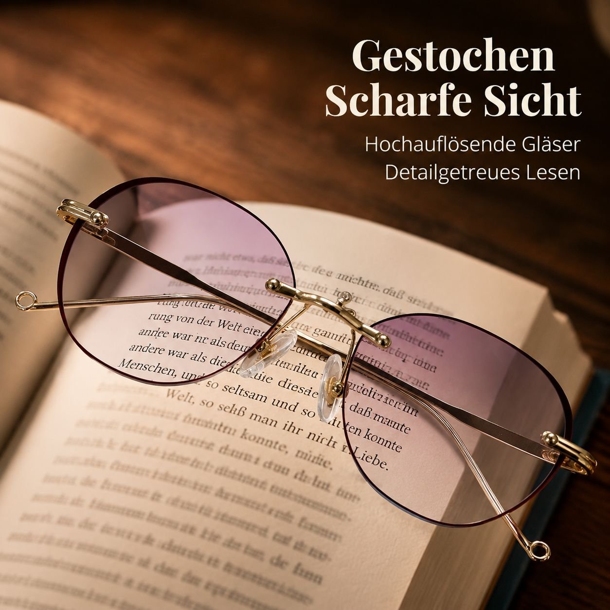 Rahmenlose Lesebrille für Damen mit Farbverlauf