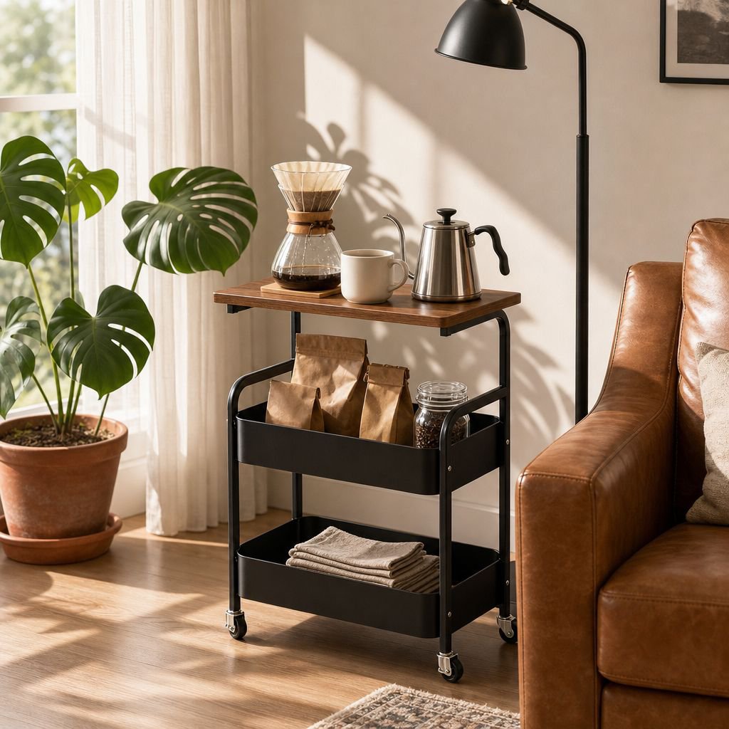 Modern snack organizer trolley for living room