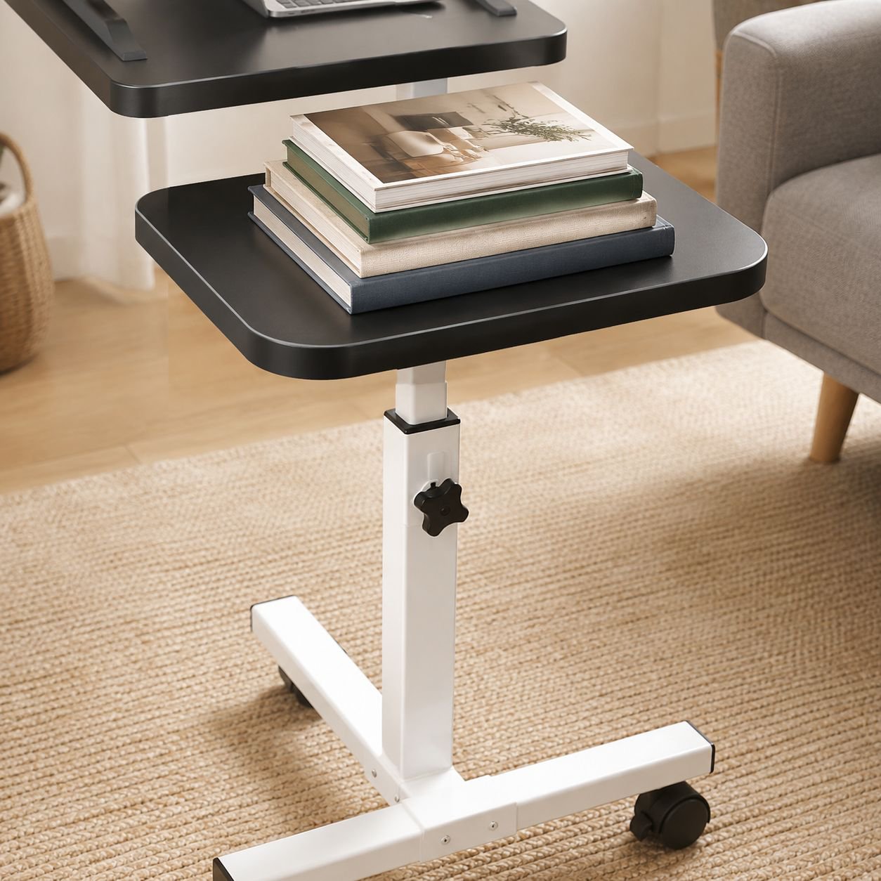 Home Lift Table Used as Bedside Desk