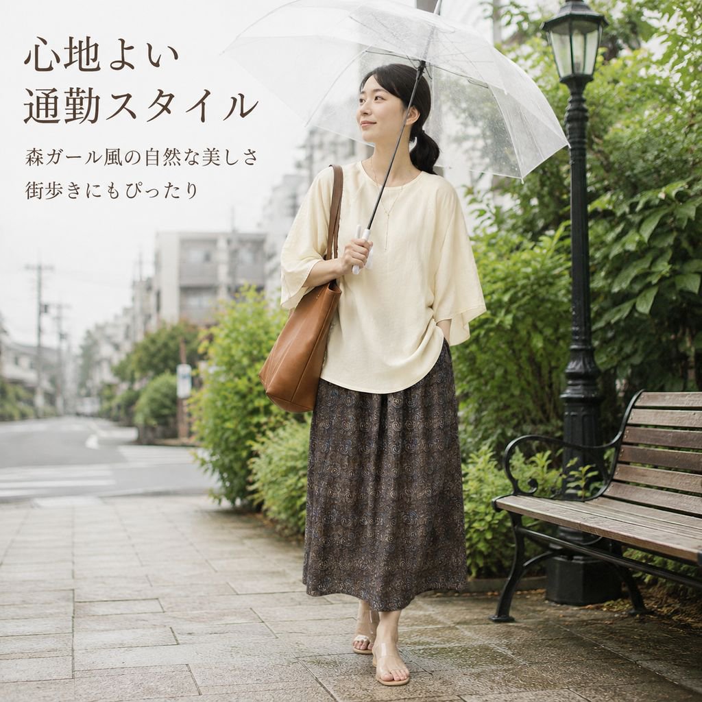 レトロペイズリー柄スカートとアプリコット変形シャツセットアップ