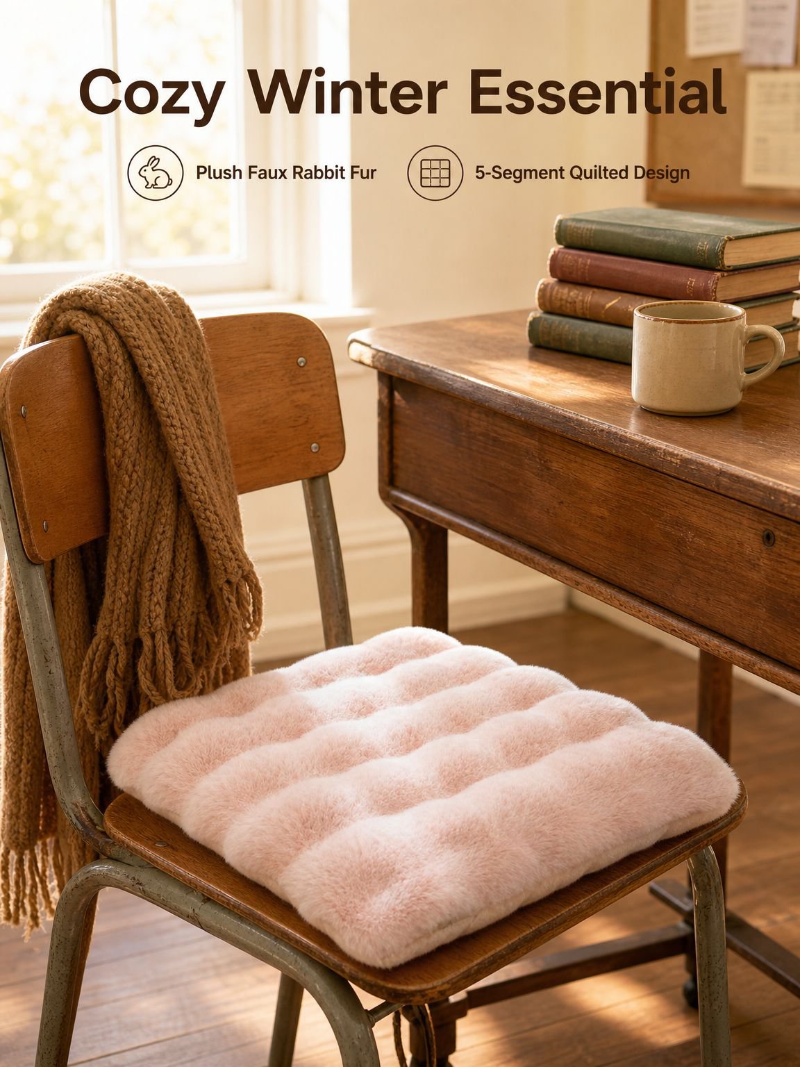 Winter Thick Velvet Rabbit Student Seat Cushion Warm Pad