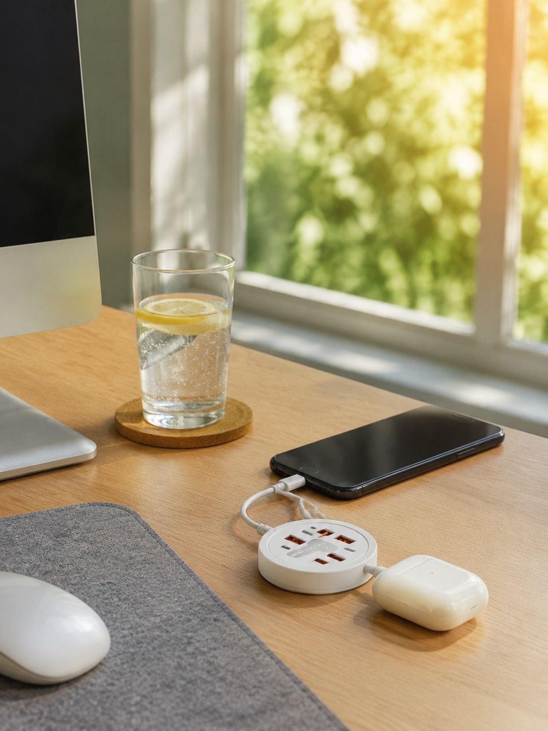 Circular 8-in-1 Portable Multi-Port Dock with USB + Type-C Fast Charging Phone Adapter Power Strip