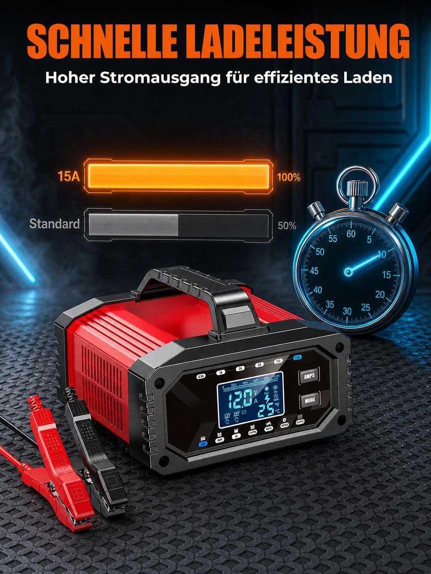 Einstellbare Stromregulierung am Ladegerät