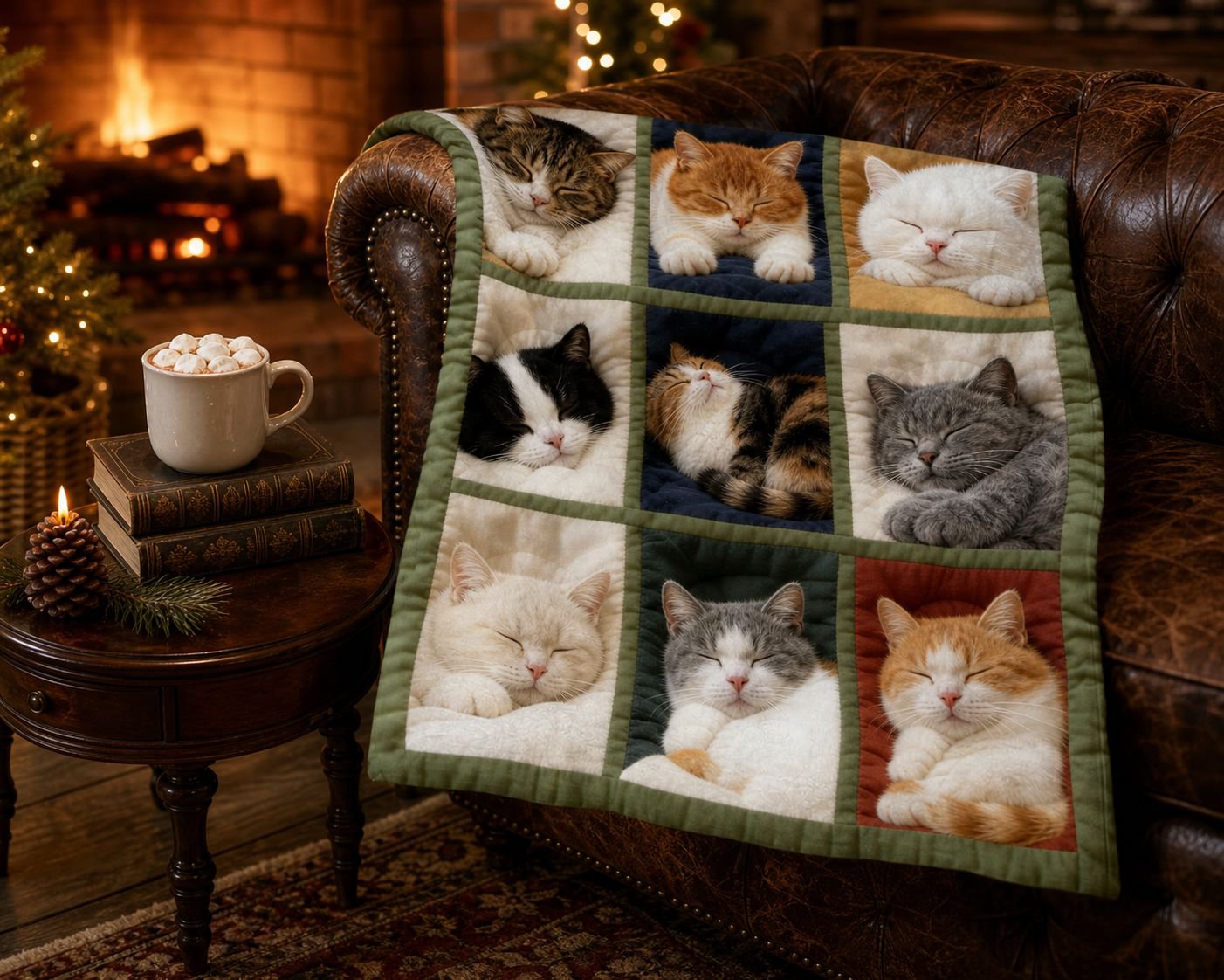 Hot-selling retro cat blanket with digital art