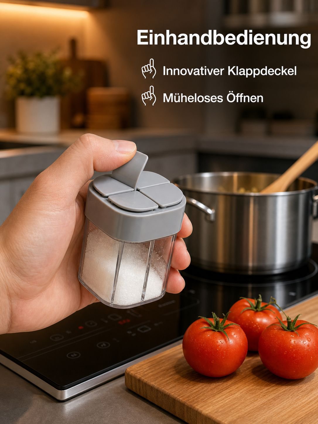 4-in-1 Gewürzbehälter mit Klappdeckel