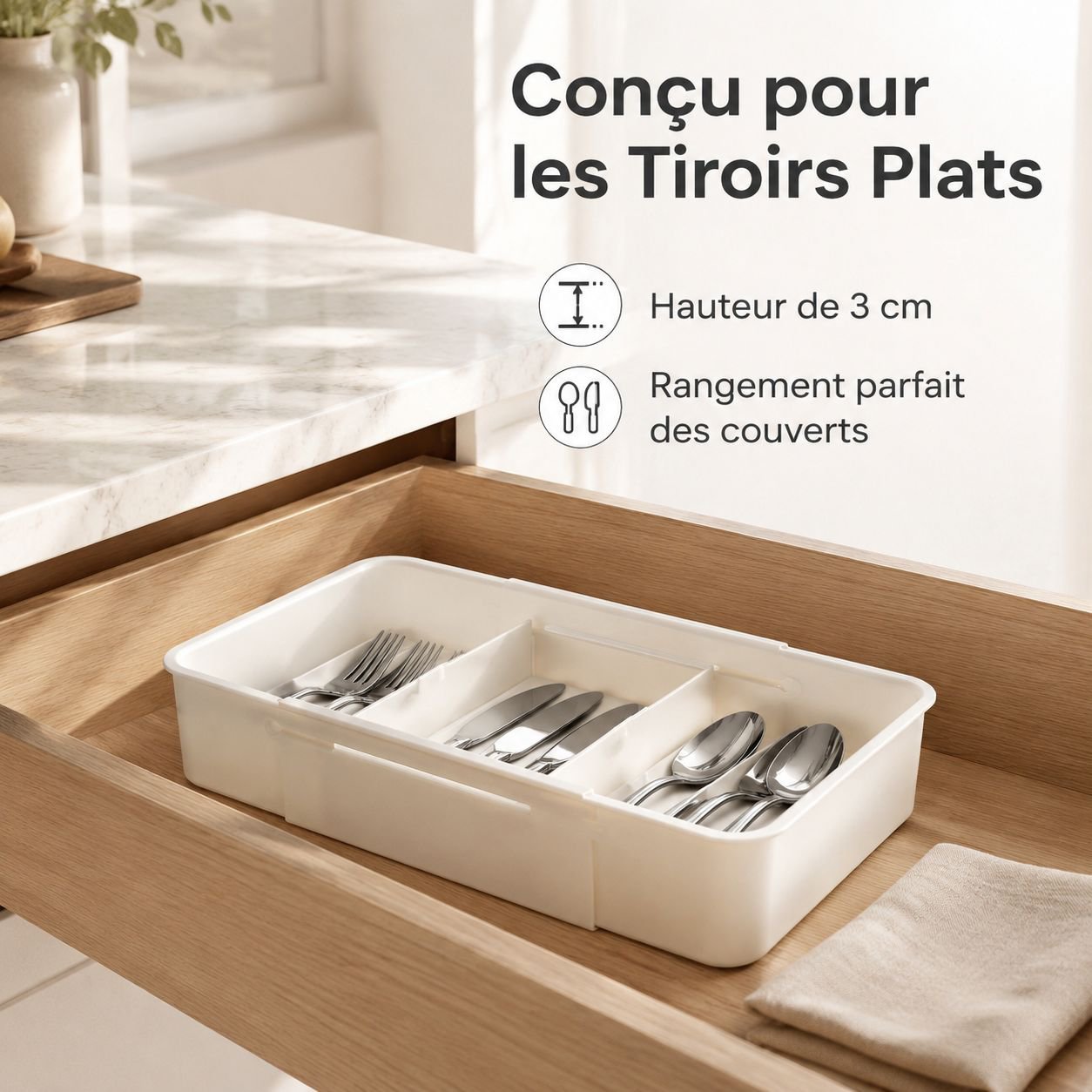 Boîte de rangement extensible pour tiroir