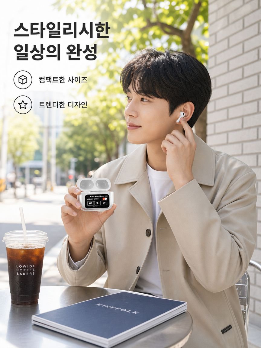 A9pro 에어팟 스마트 노이즈캔슬링 AI 통역 풀컬러 터치스크린 롱런