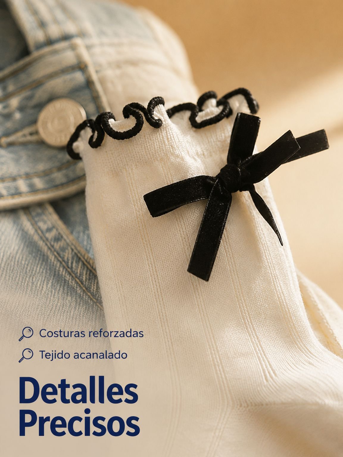 Calcetas finas de verano para mujer con volantes y moño, perfectas para zapatos tipo mocasín