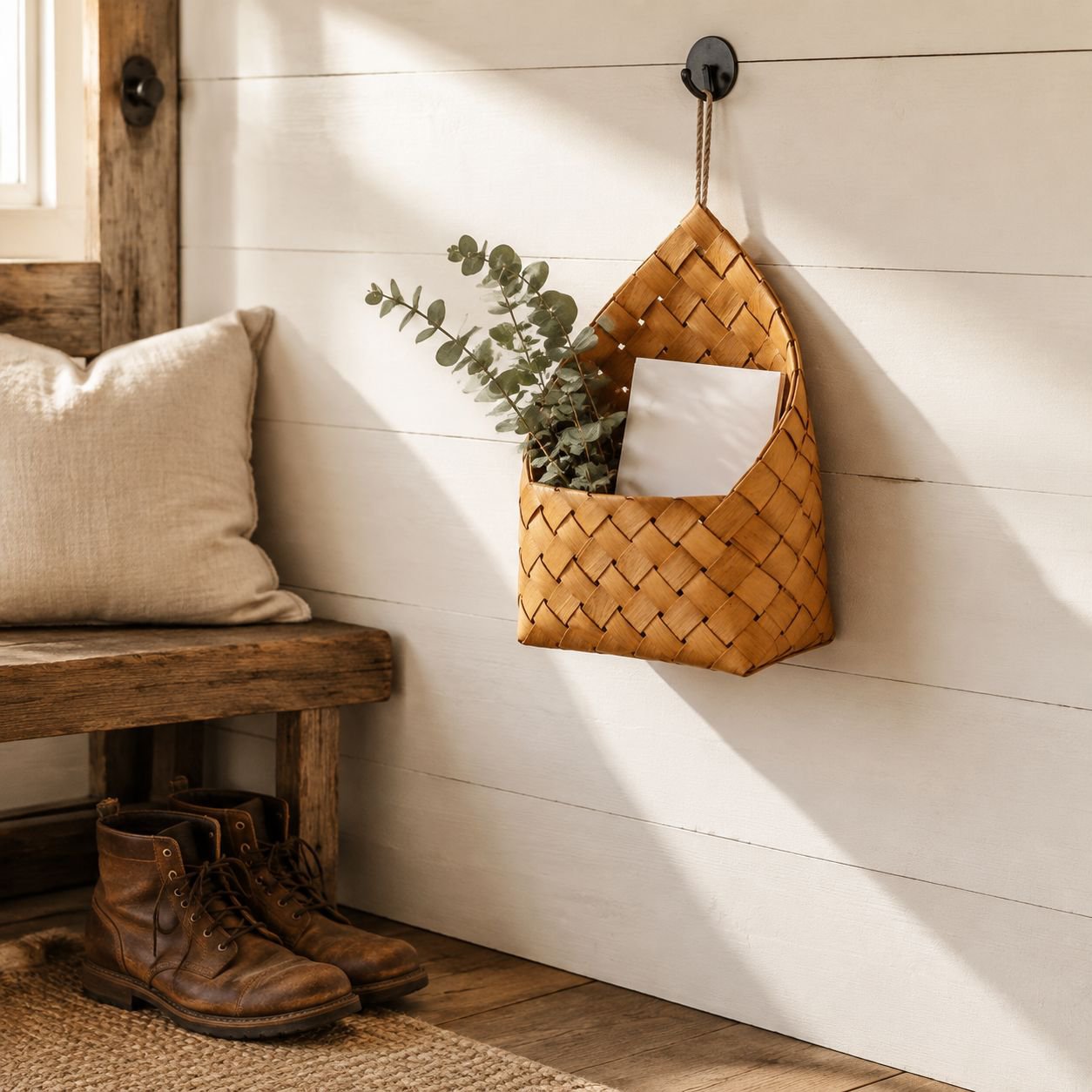 Hand-woven storage basket