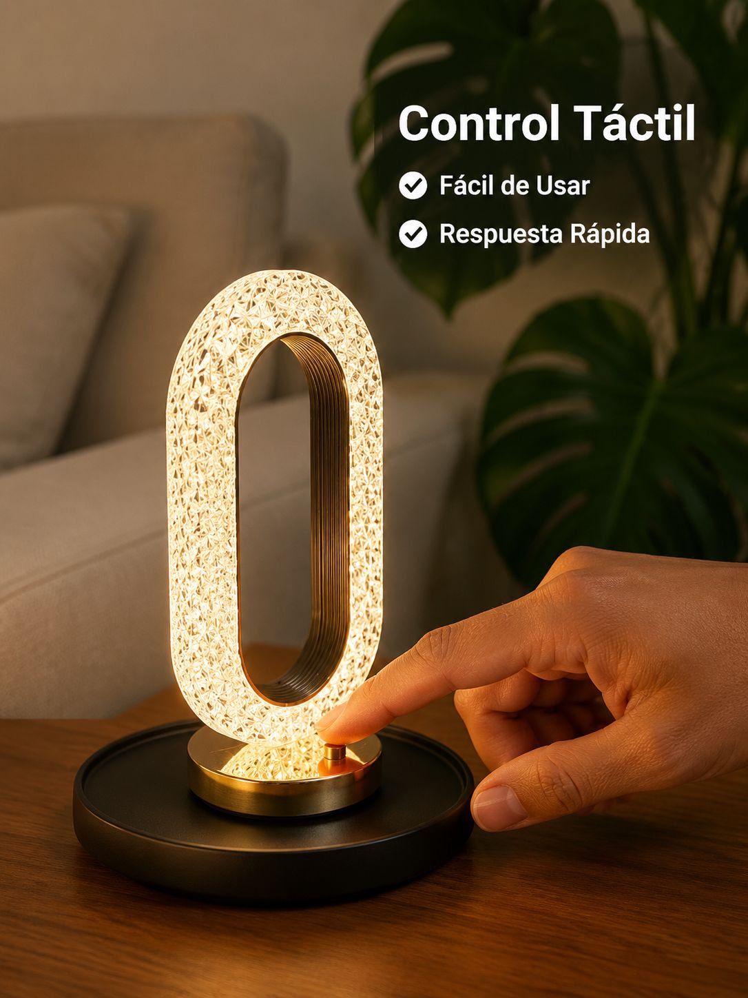 Lámpara de mesa de cristal con función táctil