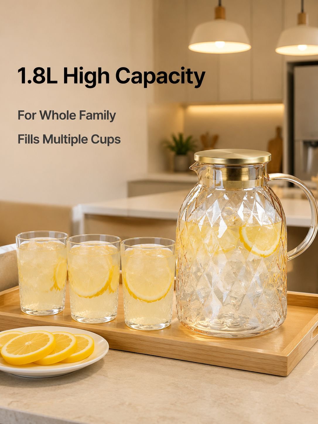 Large capacity glass water bottle