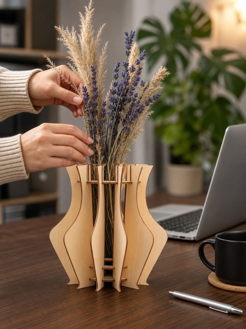 Eco-friendly wooden display stand for office decoration