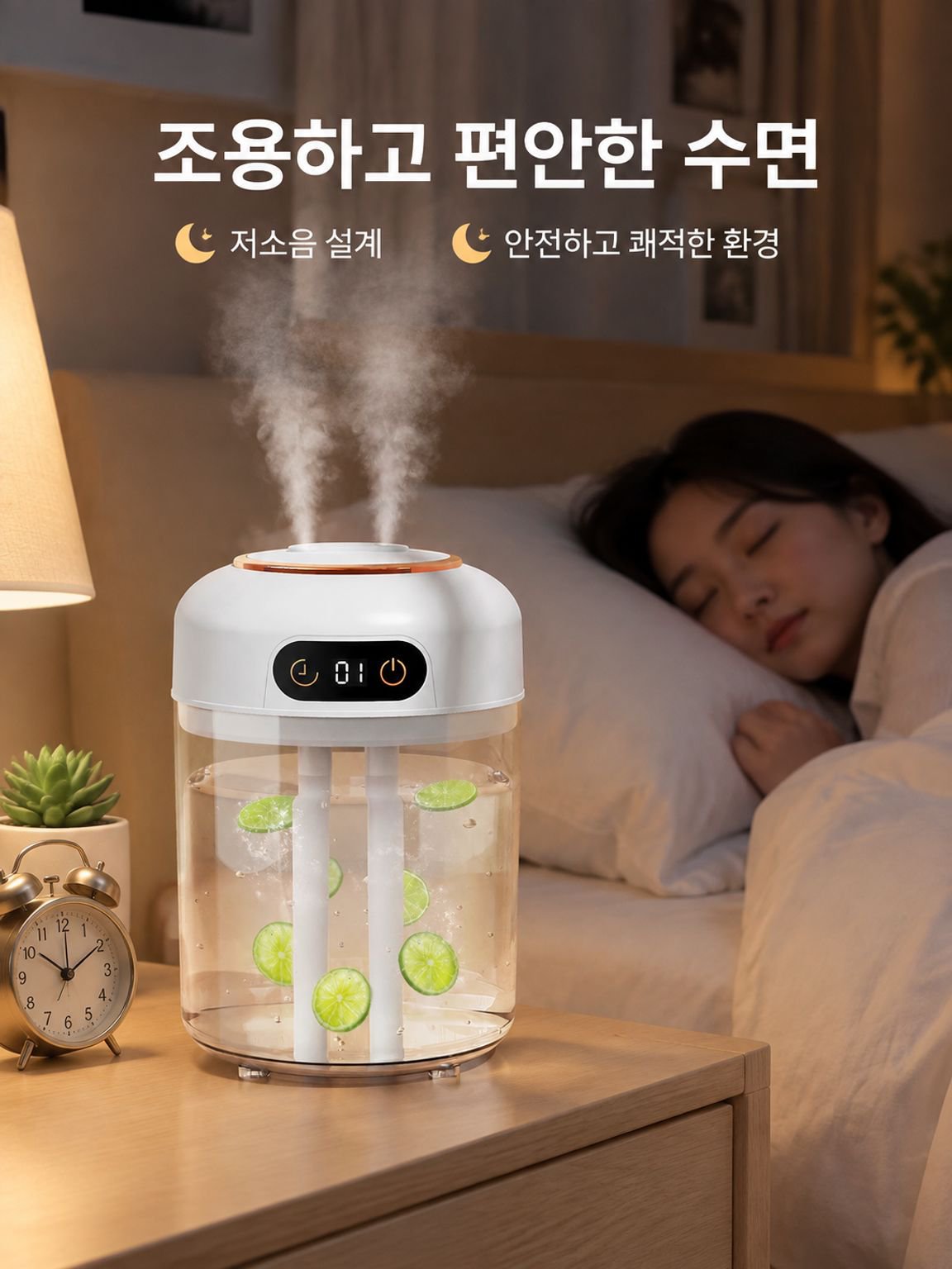 4.5L 듀얼 스프레이 대용량 무향 원격 타이머 가습기