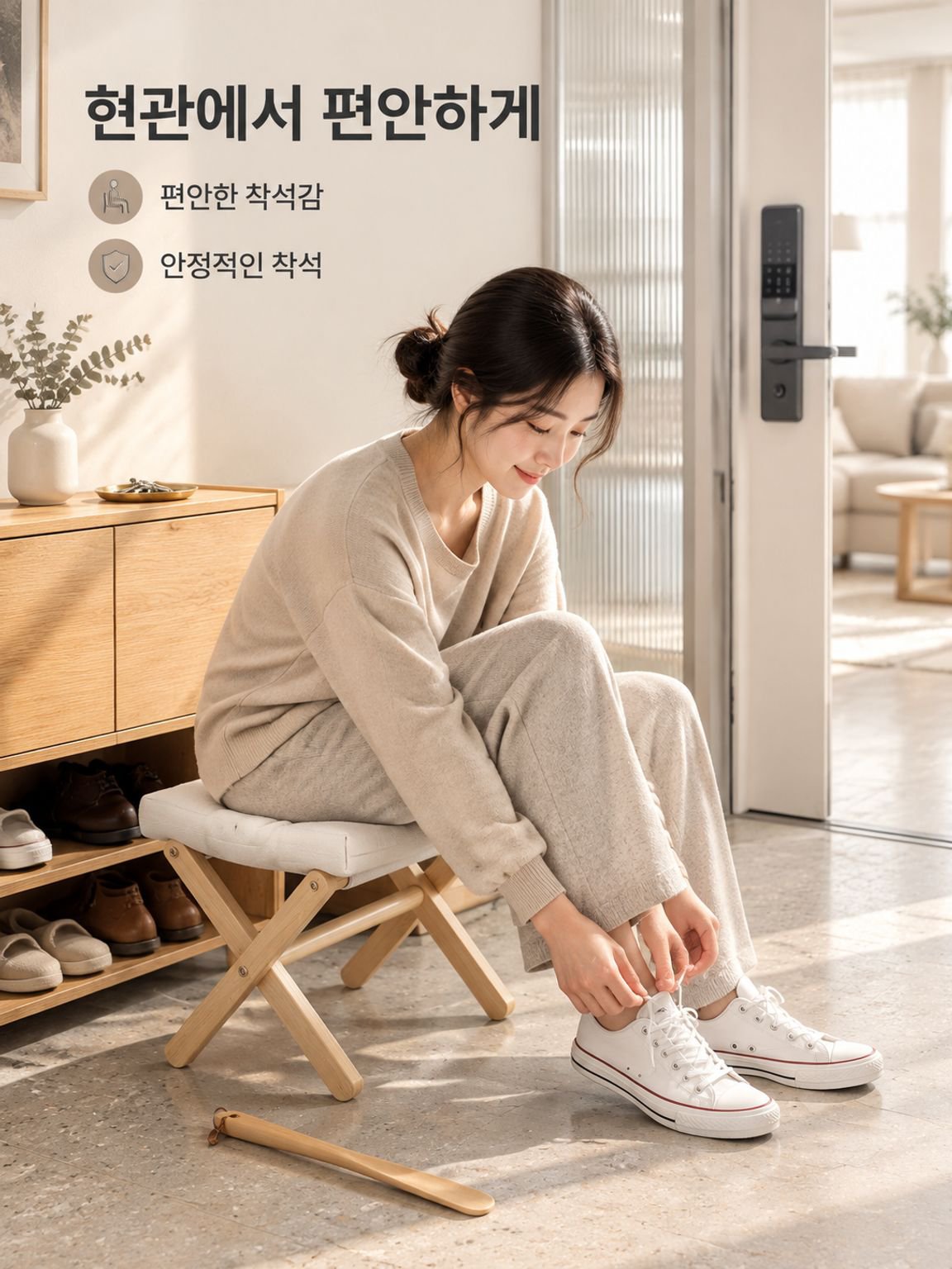 원목 신발 갈아입기용 의자