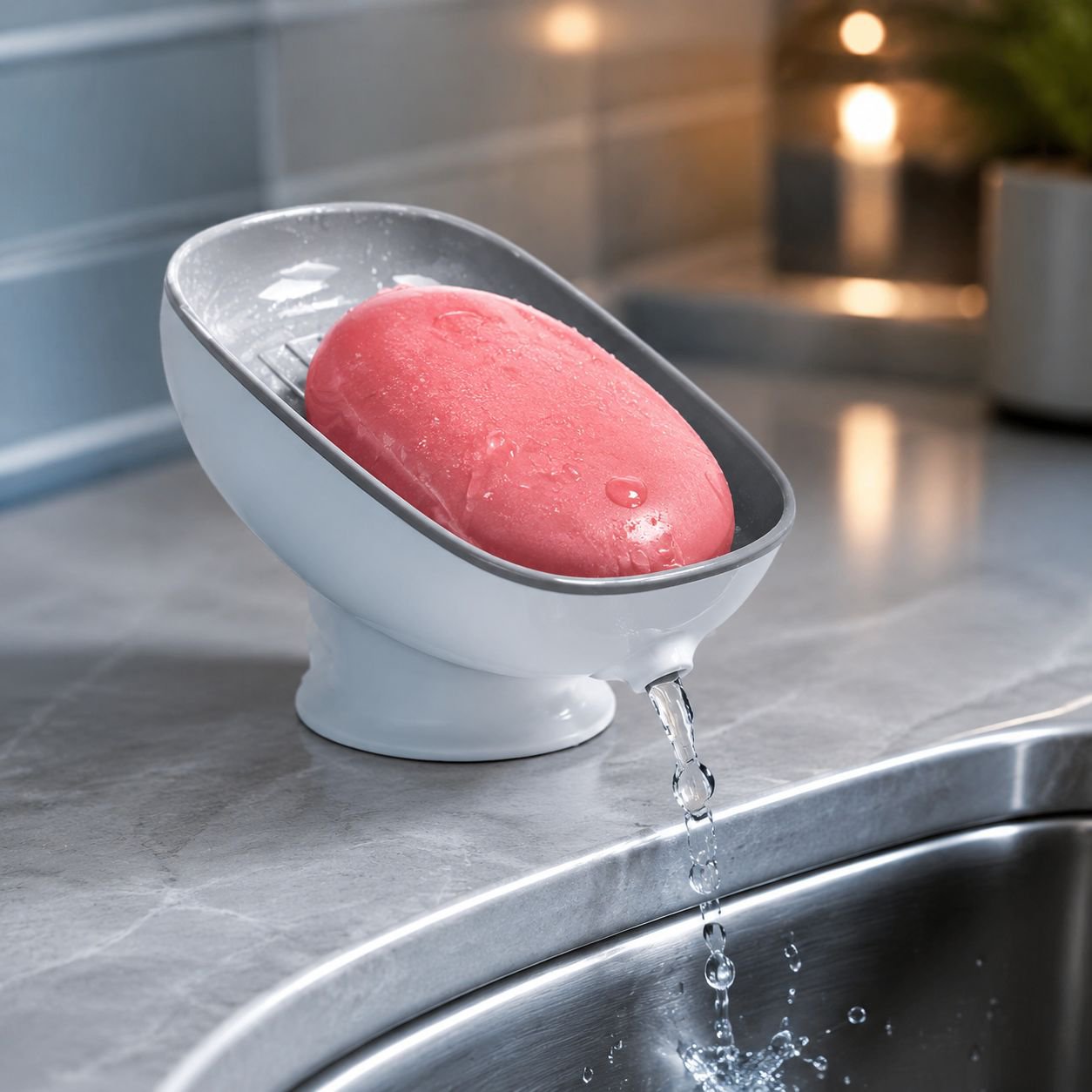 Bathroom Suction Soap Box Organizer with 9-Hole Design, Removable and Easy to Clean