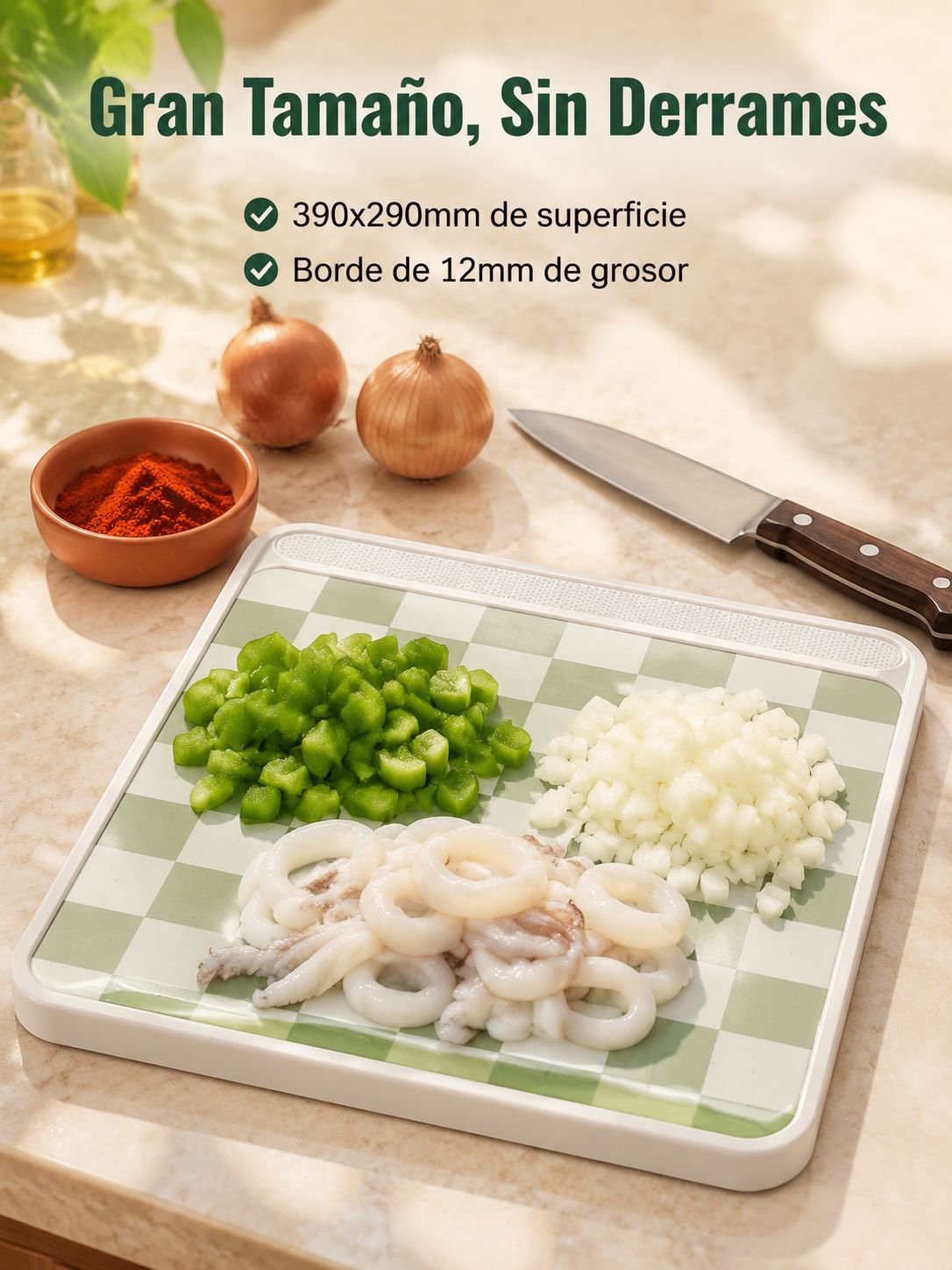 Tabla de cortar de acero inoxidable de doble cara, antimicrobiana y a prueba de moho