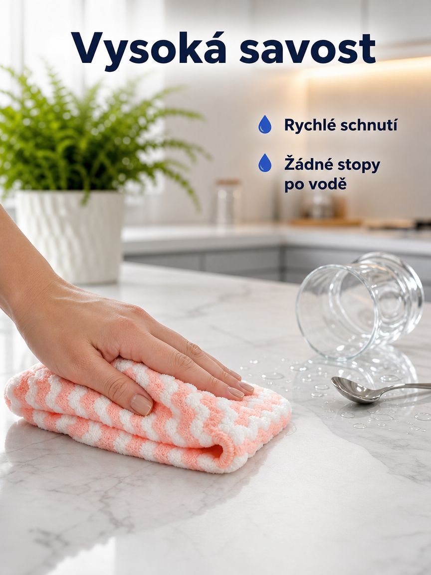 Zahuštěný kationtový korálový fleecový čisticí hadřík s vodními vlnkami