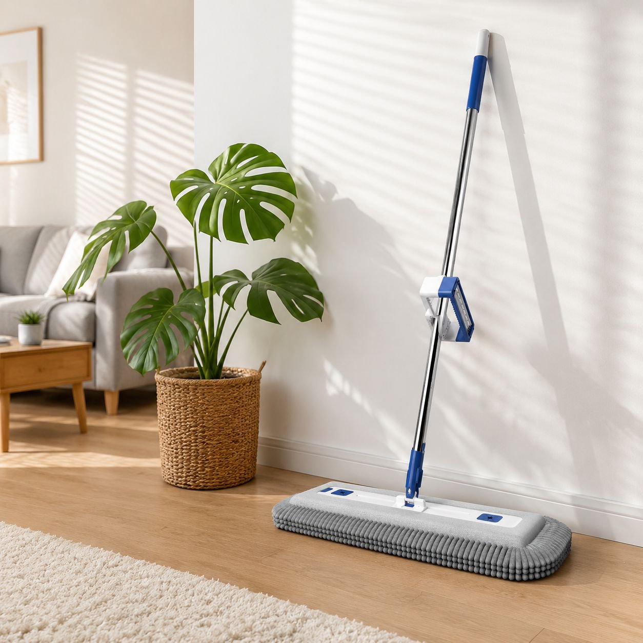 Hands-free flat mop