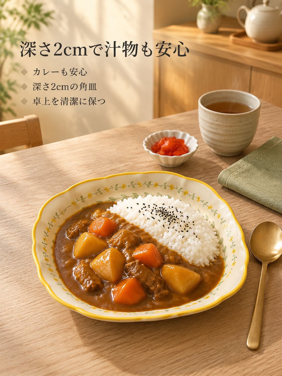 小花柄の角皿