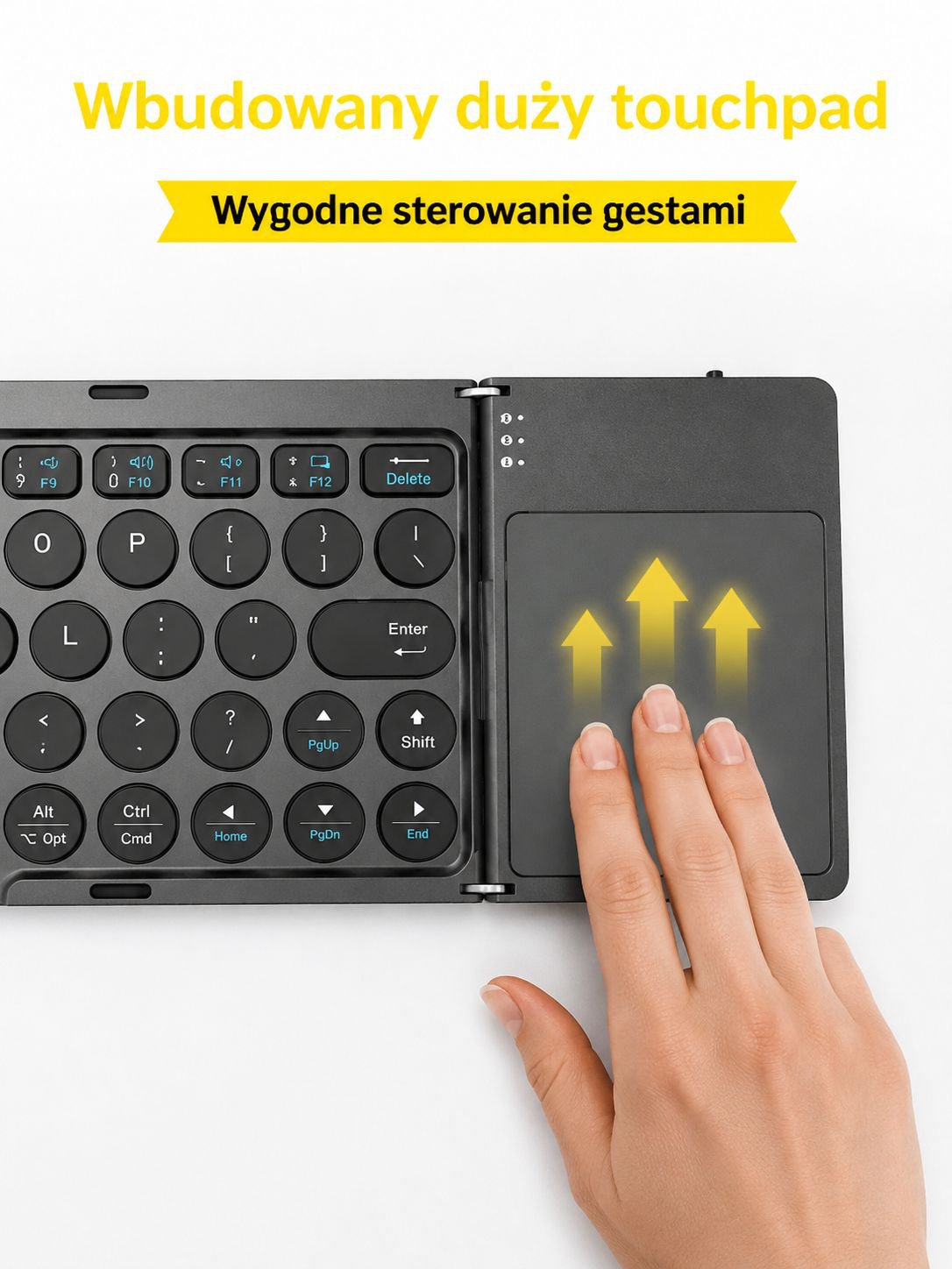 Przenośna trójdzielna bezprzewodowa klawiatura Bluetooth z panelem dotykowym