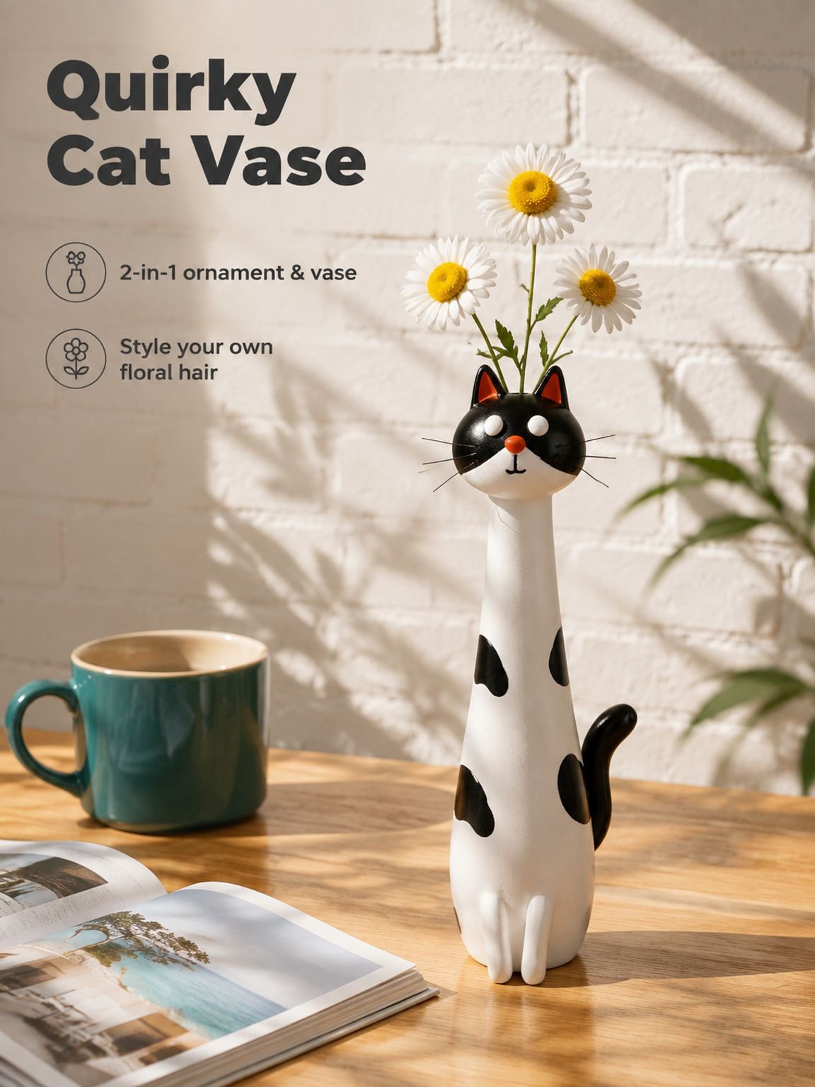 Uniquely shaped cat and dog home decoration resin ornaments and vases