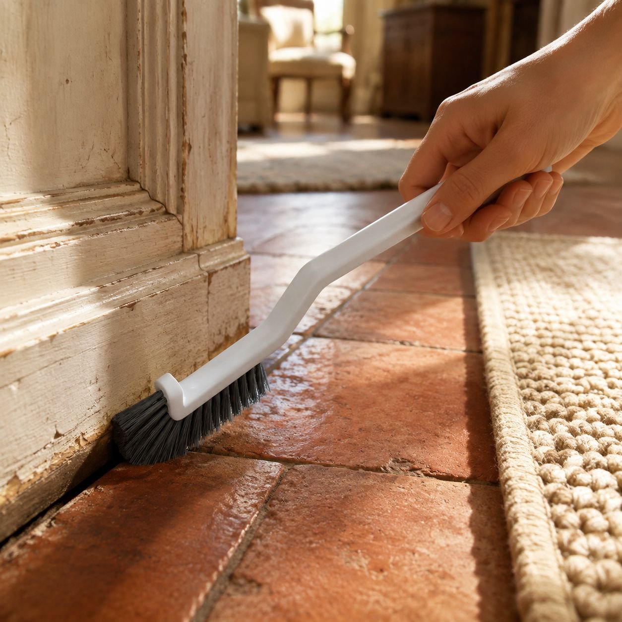 Brosse à poils durs pour carrelage de salle de bain et cuisine, nettoyage en profondeur
