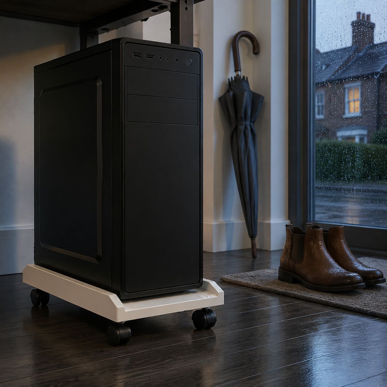 All-in-One Computer and Printer Stand with Wheels for Home Use