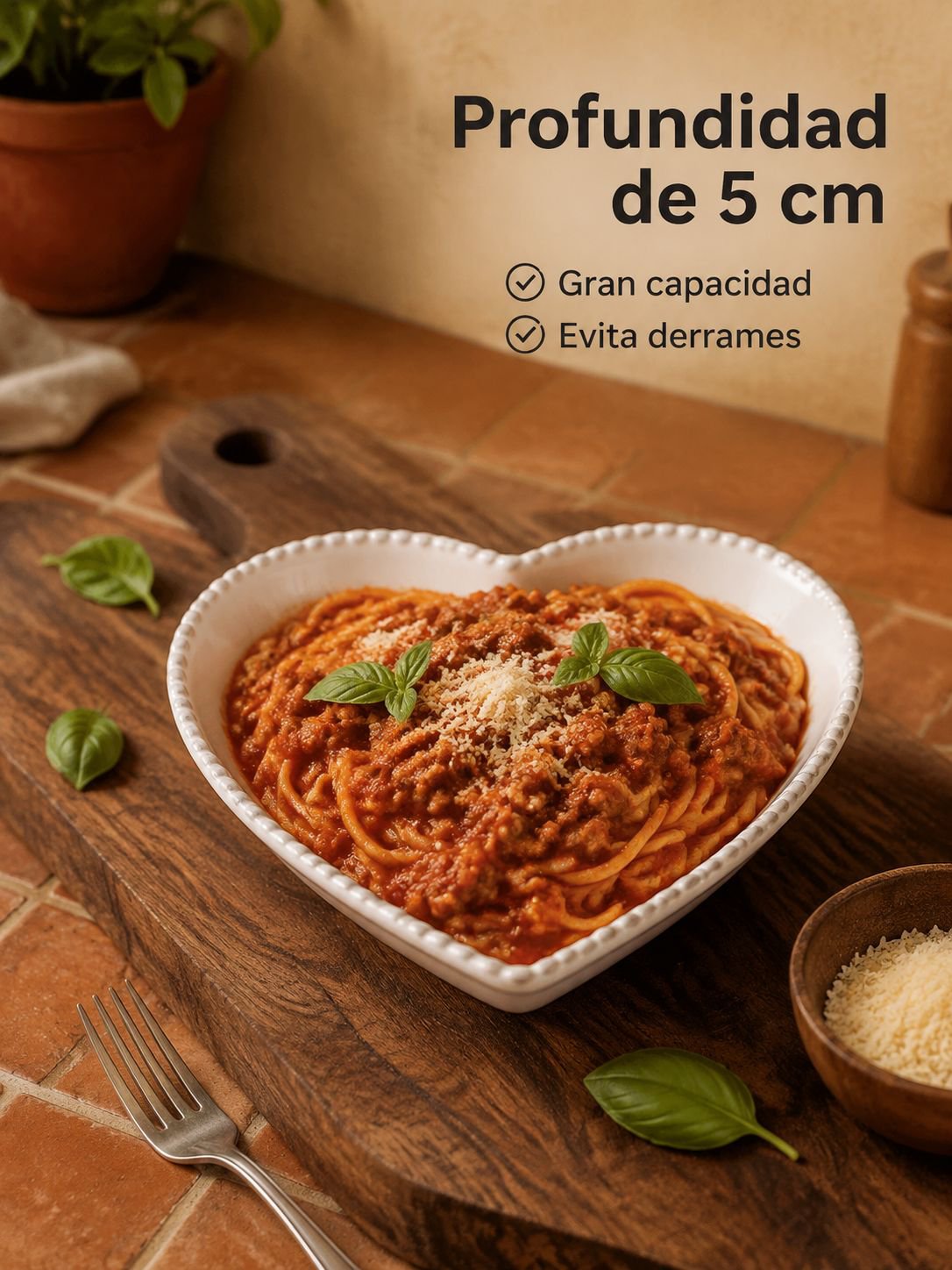 Plato de cerámica con forma de corazón
