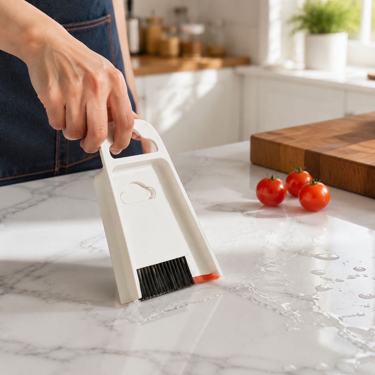 Desk cleaning kit removing dust from workspace