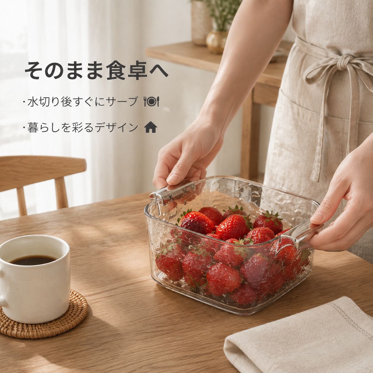 二重構造のキッチン用水切りかご兼野菜洗い用洗面器