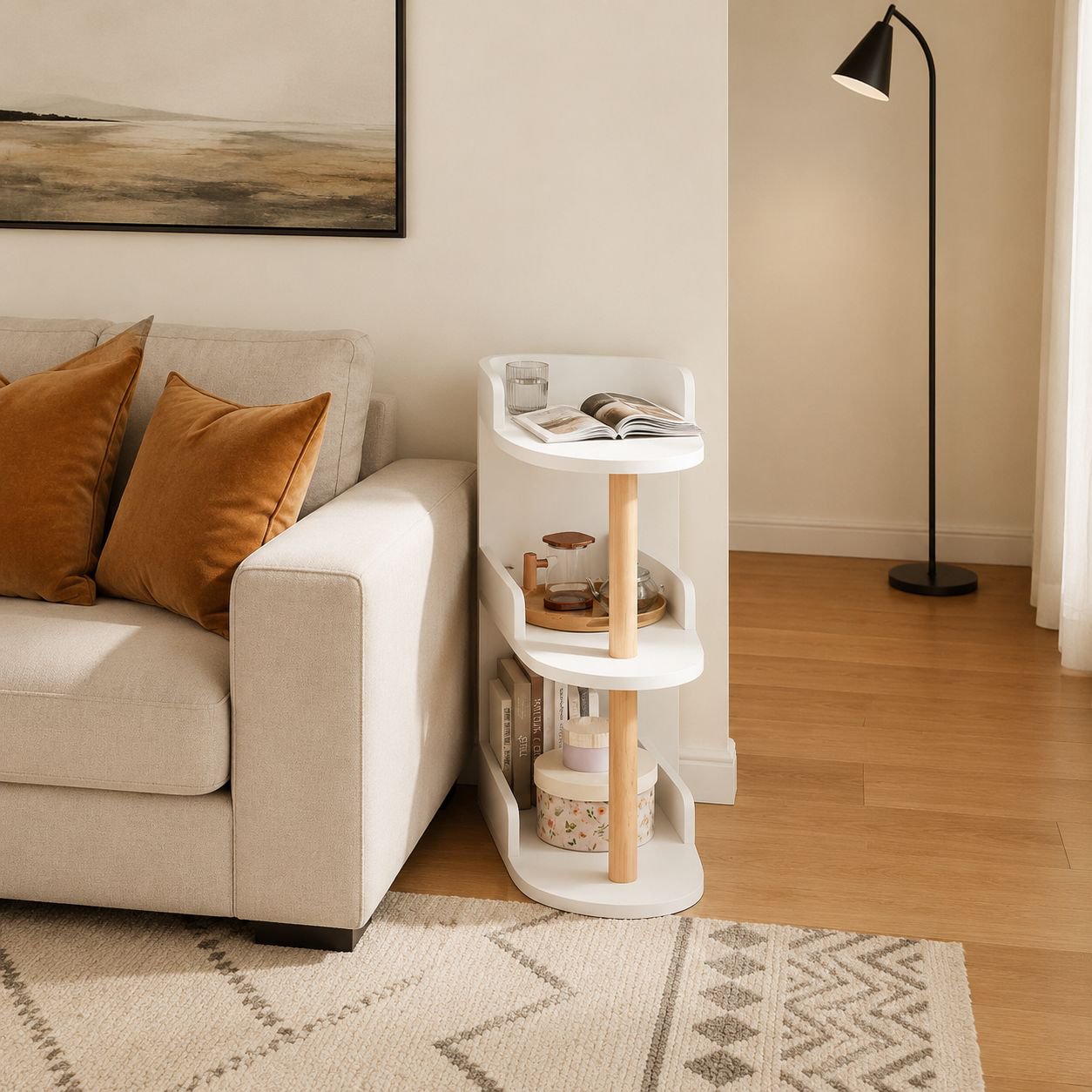 Bedside table sofa organizer for small spaces