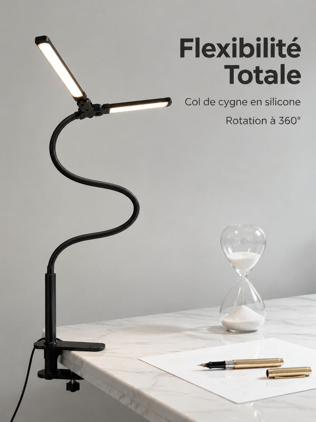 Lampe de bureau LED à double tête réglable