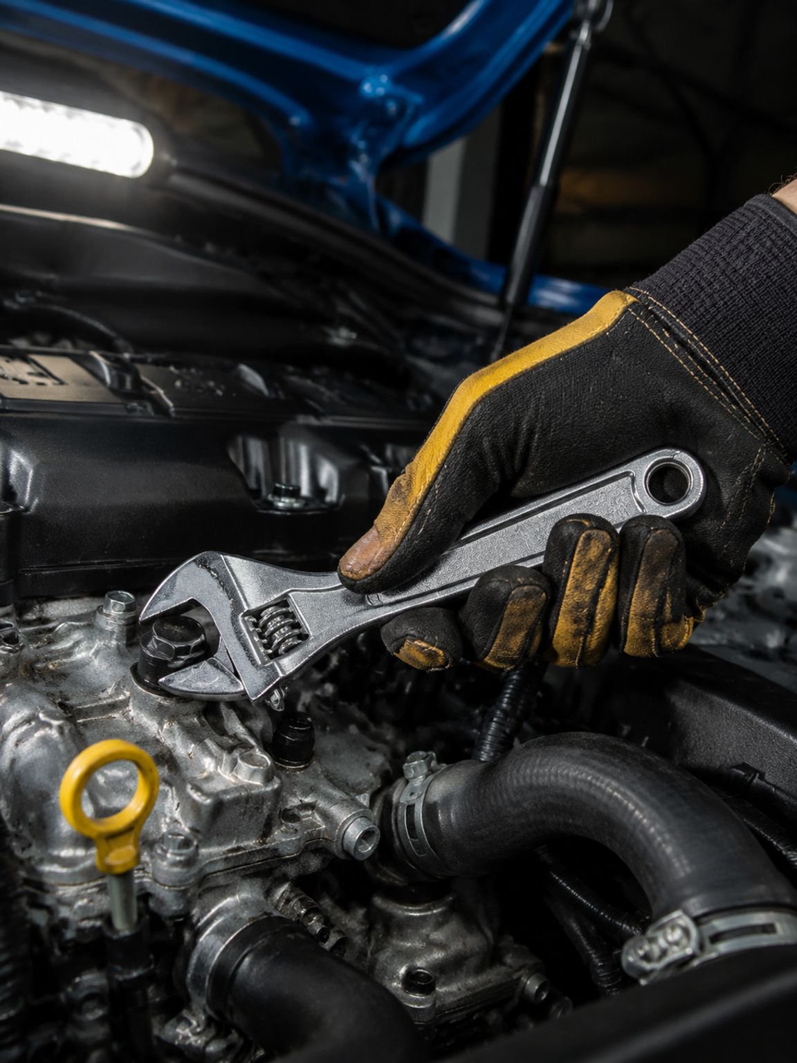 Non-slip rubber handle wrench for safe grip