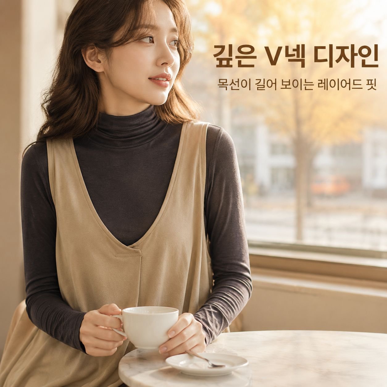 루즈핏 일본풍 민소매 V넥 베스트, 가을겨울 신상 빅사이즈 여성의류, 솔리드 A라인 슬림핏