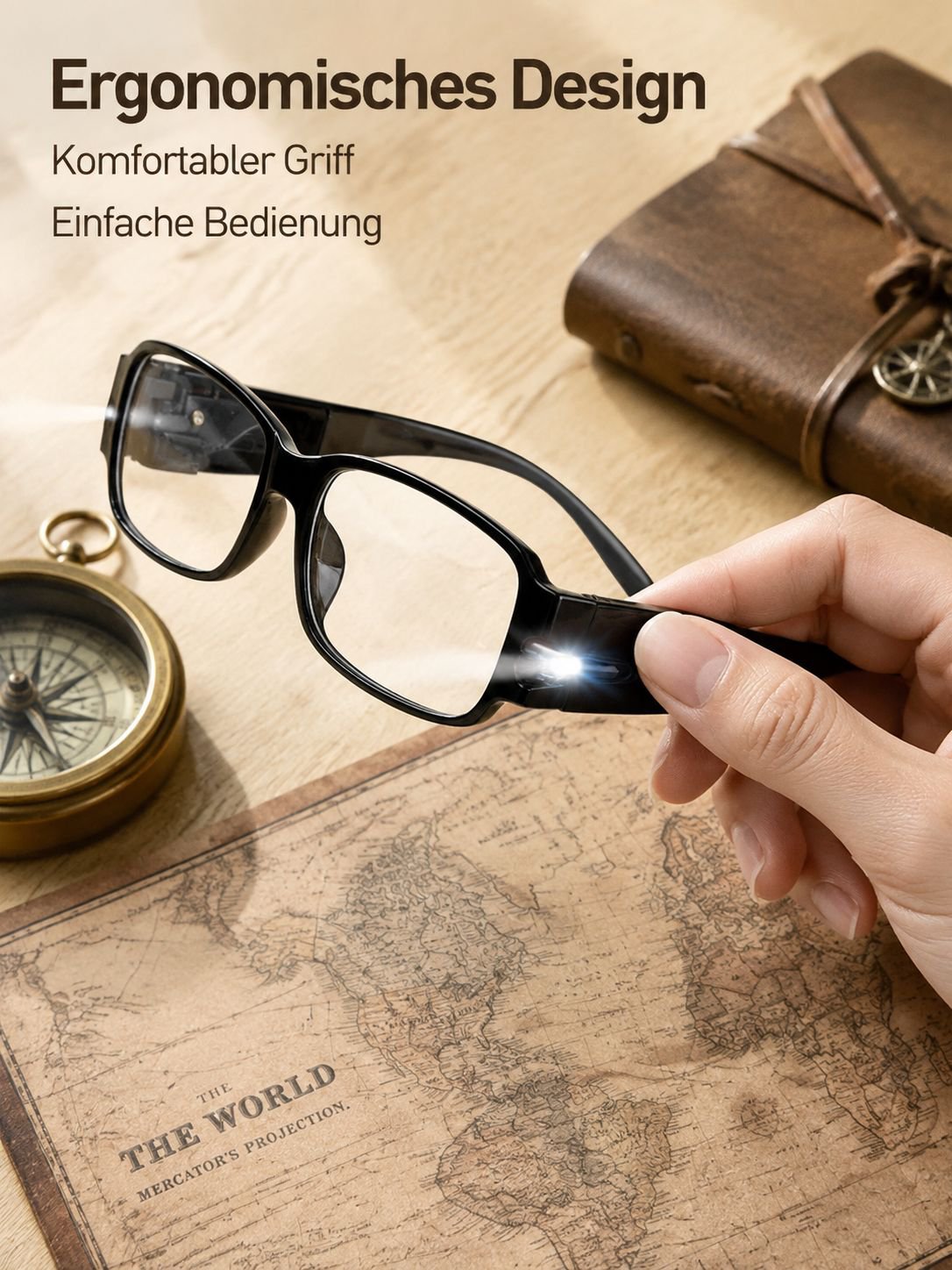 Night Vision LED Magnifying Glasses with UV Protection and Banknote Verification Function for Optica