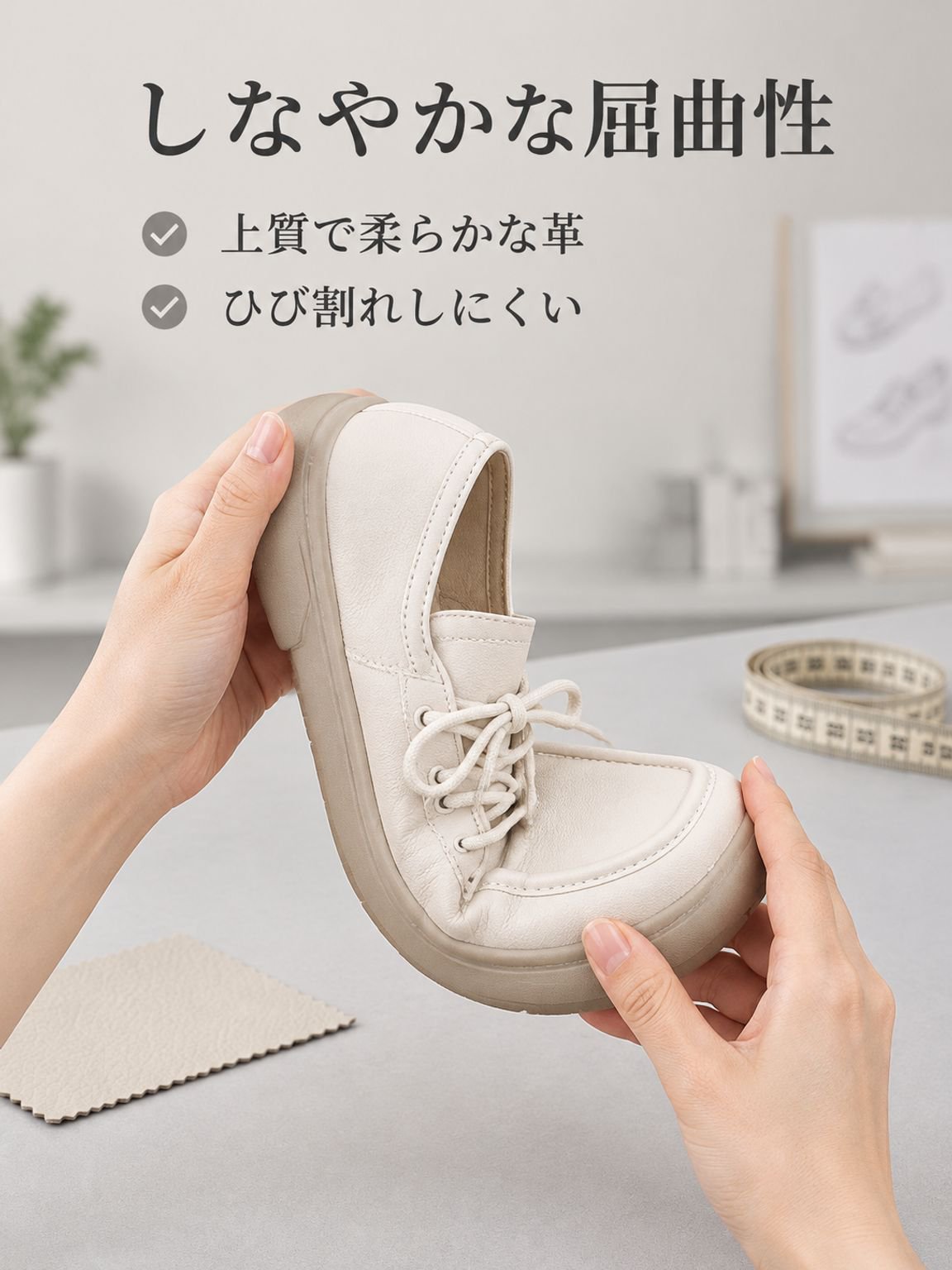 軽量で滑りにくいイギリス風レザーパンプス