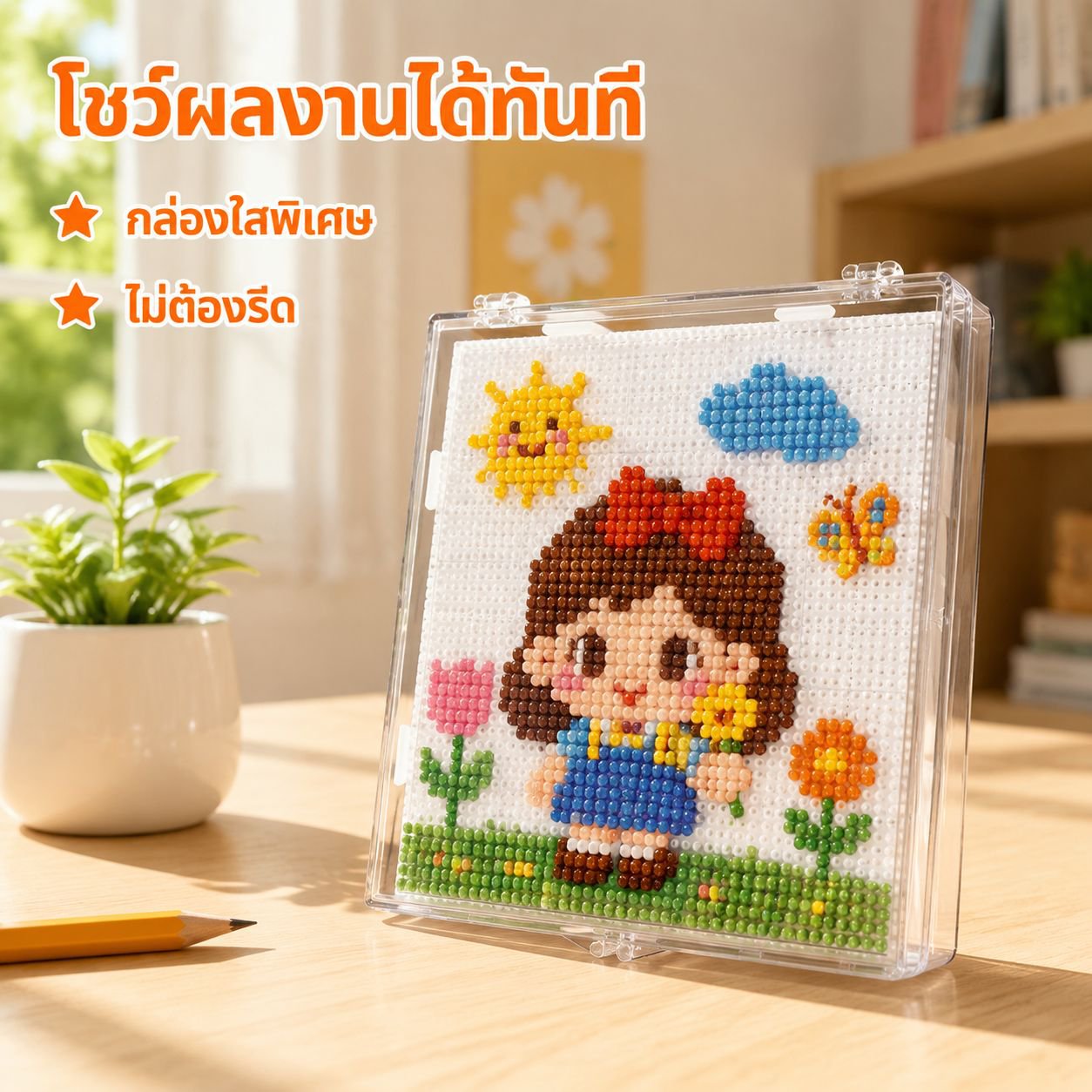กล่องโชว์กล่องพักลูกปัดไม่ต้องรีด
