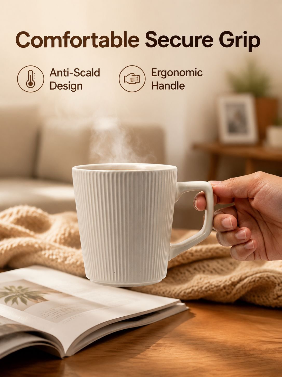 Home Use Large Capacity Embossed Ceramic Coffee Cup Water Cup