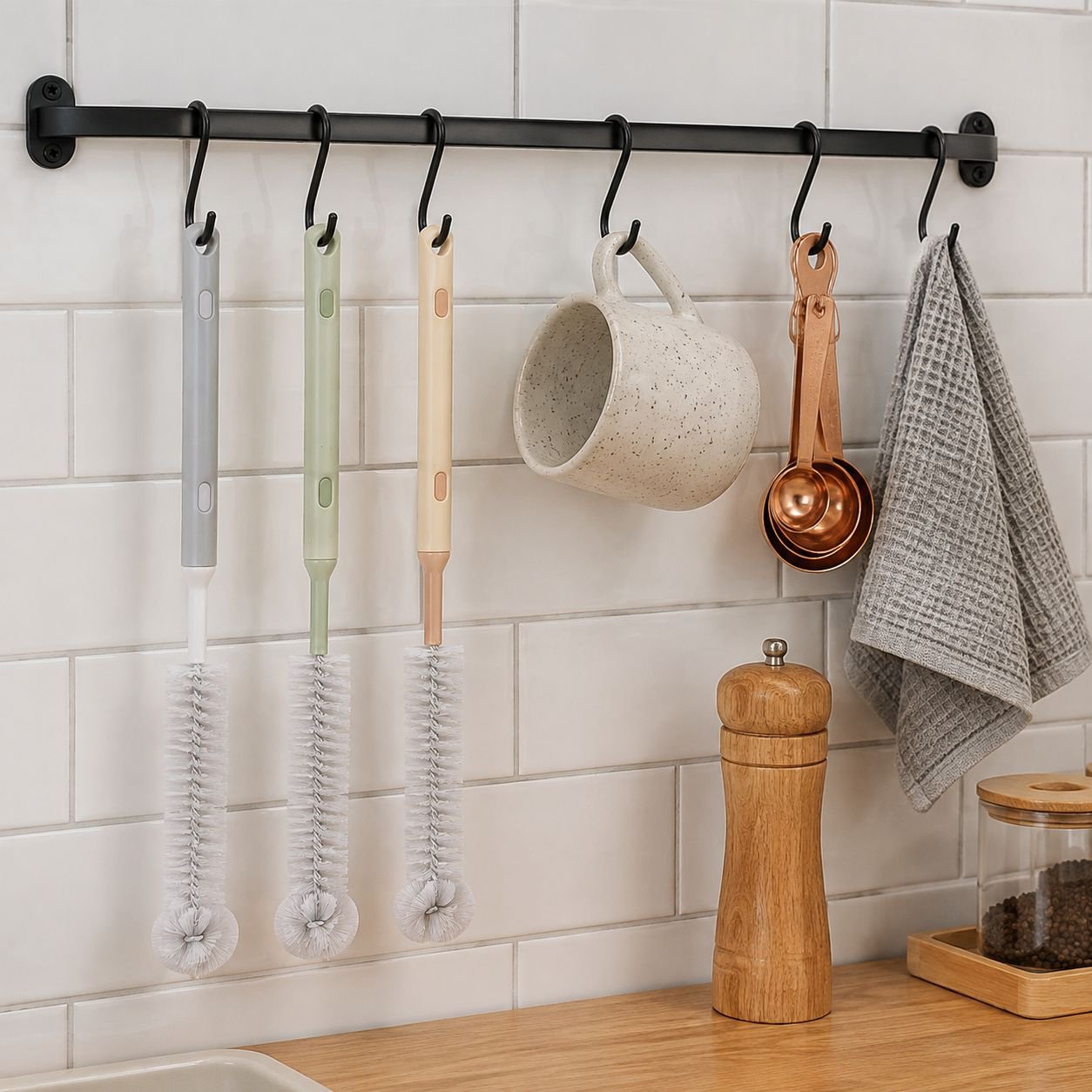 Telescopic portable cup cleaning brush