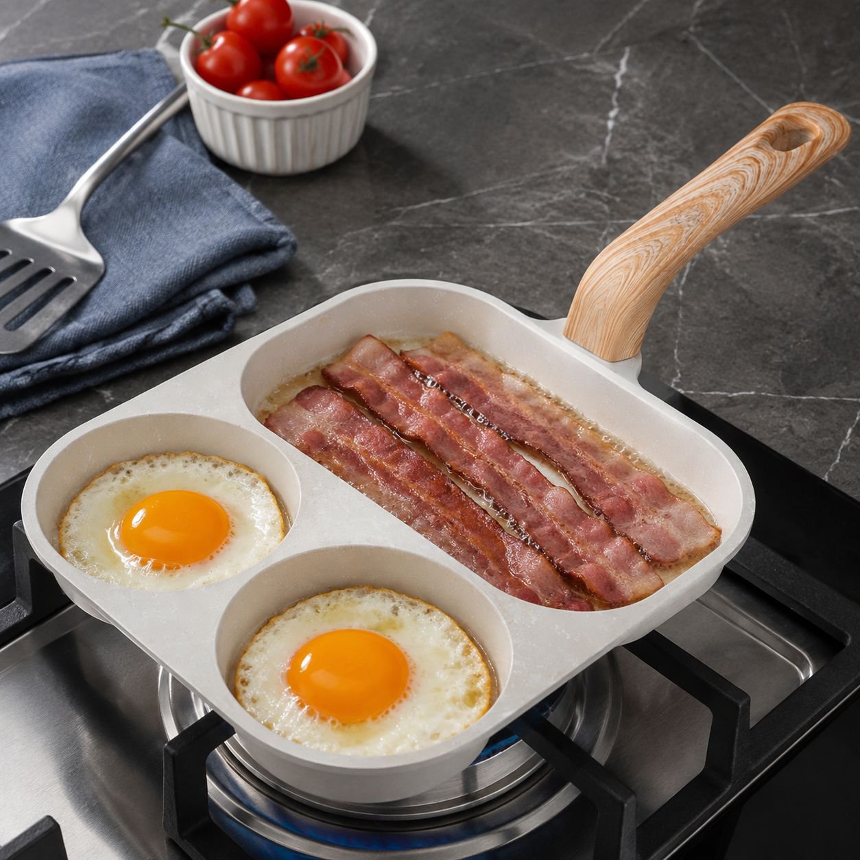 Large frying pan for frying steak, omelette and hamburger, non-stick pan, universal breakfast pan