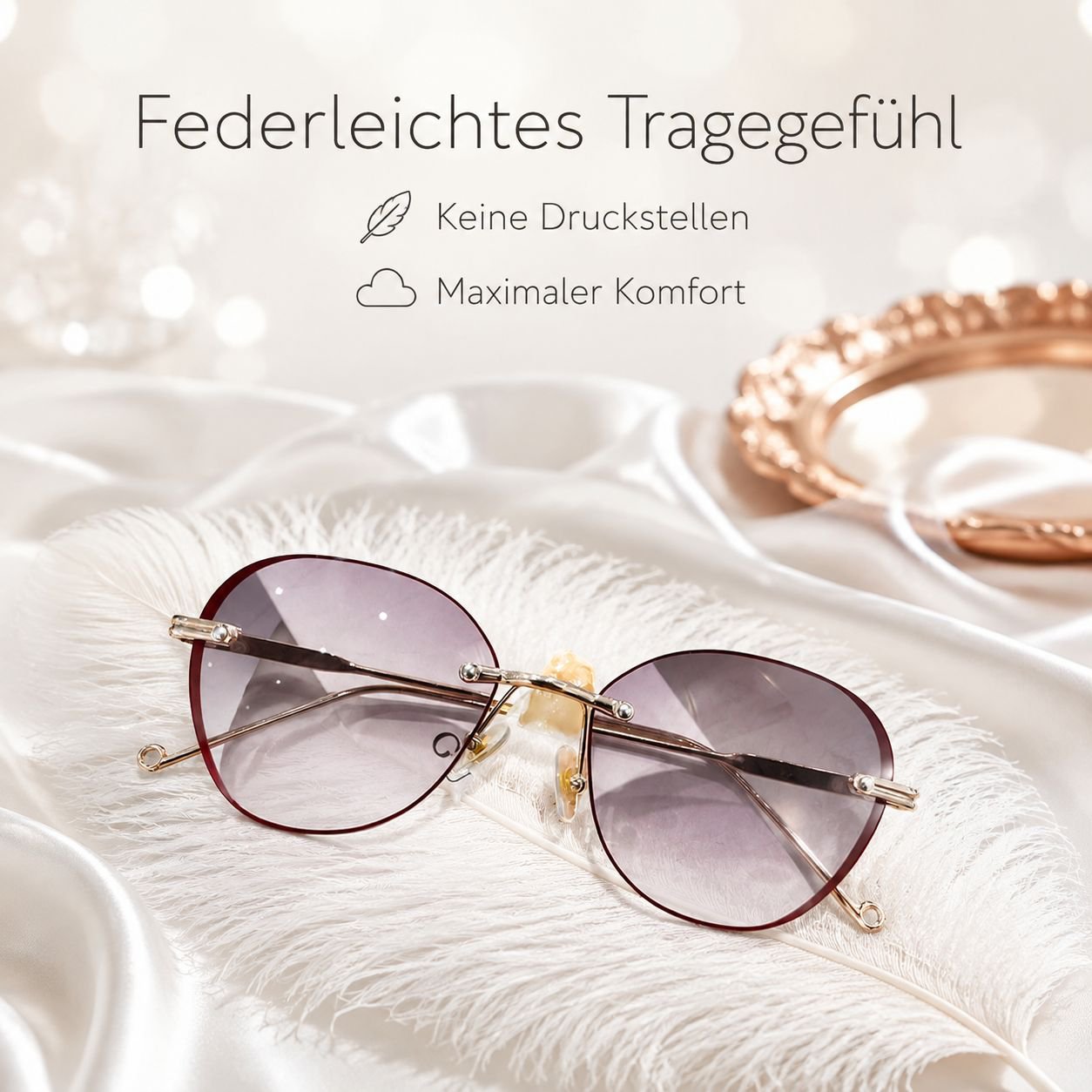 Rahmenlose Lesebrille für Damen mit Farbverlauf