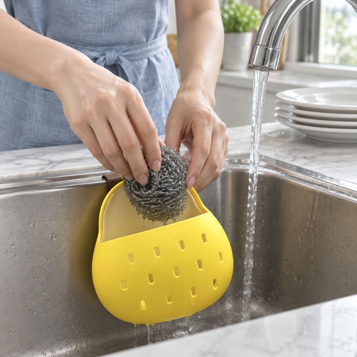 Qiuyue Pear drain basket with magnetic design for easy mounting