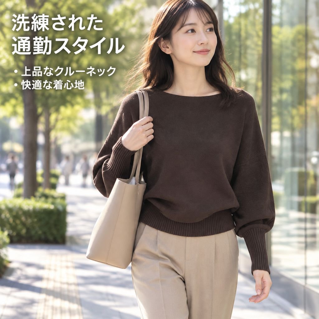 レディース オフショルダーニットセーター（リラックスフィット）