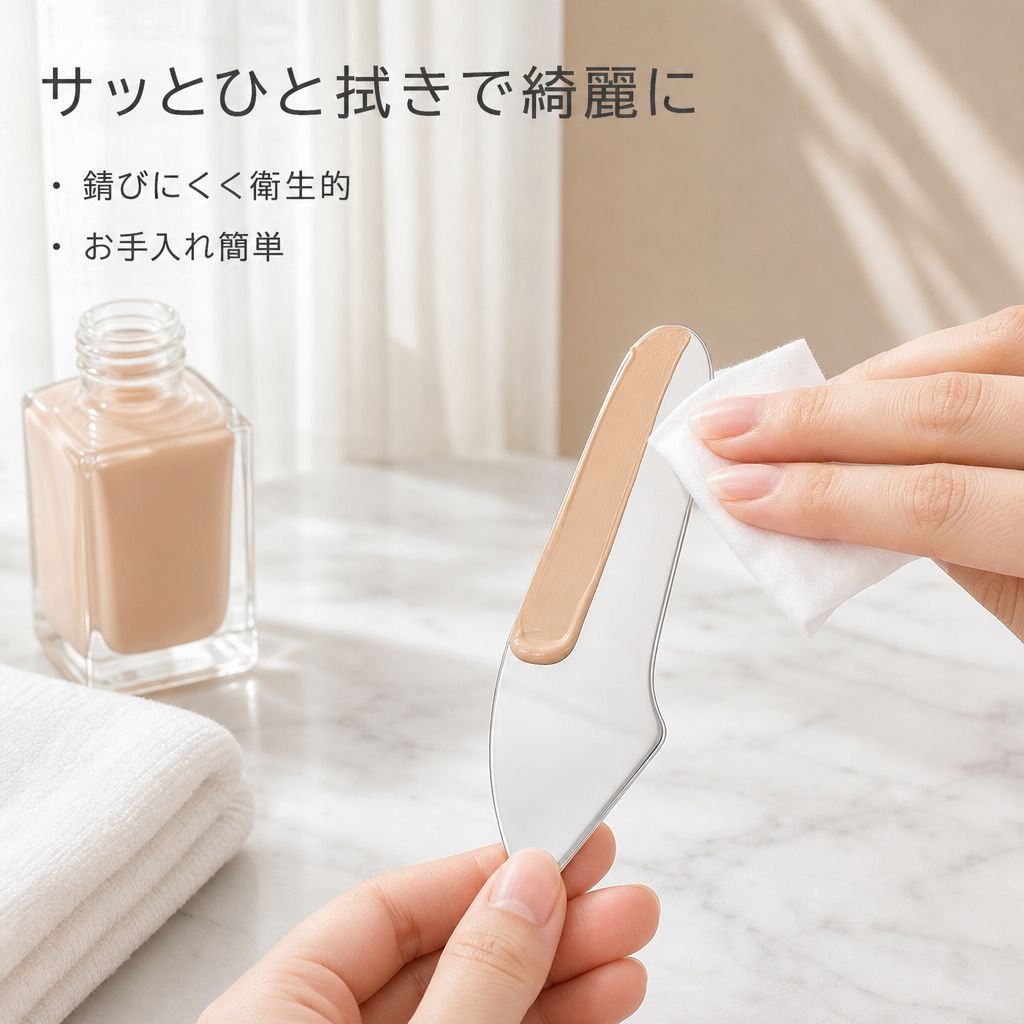 ステンレススチール製両端ファンデーションミキシングスパチュラ