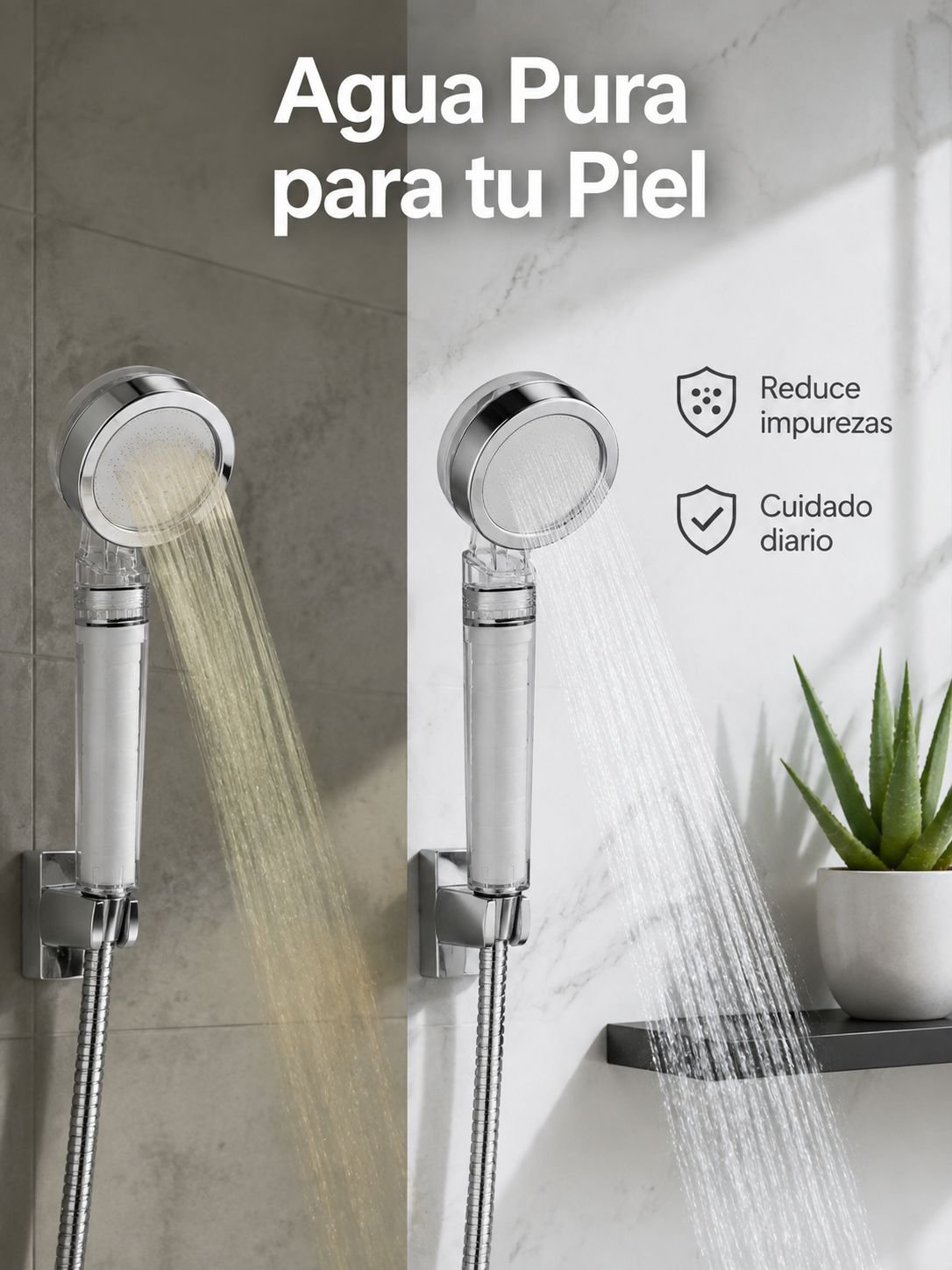 Filtro de agua para regadera eliminando impurezas